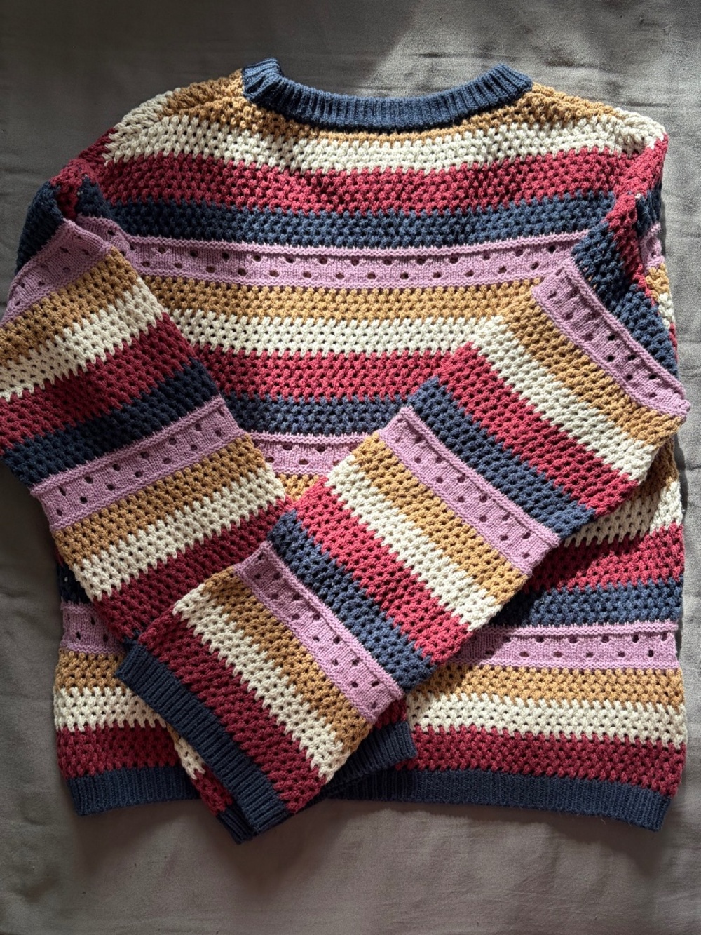 EUC Buffalo Women’s Wrenlee Openwork Knit Striped Long Sleeved Sweater Medium - Picture 9 of 11